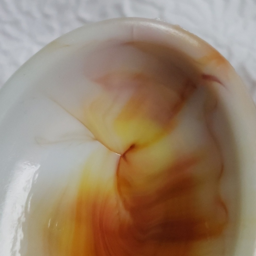 Small Akro Agate Lily Vase White and Orange Slag Depression Glass - Picture 13 of 16